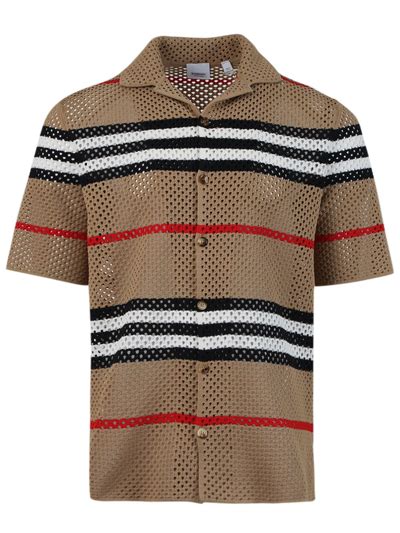 Burberry Men's Icon Stripe Pointelle Knit Polo Shirt 